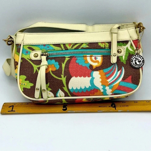 Spartina 449 Linen and leather crossbody purse adjustable strap longest at 49” - Picture 8 of 10